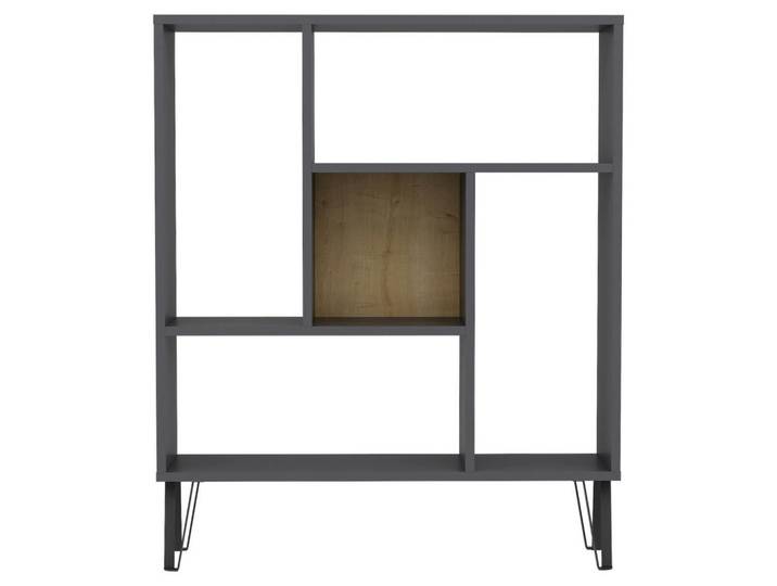 Livetastic Regal, Anthrazit, Eichefarben, Holzwerkstoff, 3 Fächer, 90x107.8x25 cm, Wohnzimmer, Regal, Bücherregale