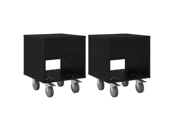 Coespram Nachttisch 2er Set Schwarz Eichen-Optik 40,5x40x48 cm Kompakte Nachtablage für Schlafzimmer und Wohnbereich mit Fächern für Bücher, Lesestoff und persönliche Alltagsdinge.