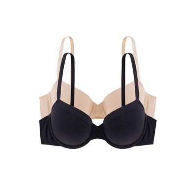 Bügel-BH DORINA "Louise", Damen, Gr. 90, Cup D, schwarz (schwarz, beige), Microtouch, Obermaterial: 57% Polyamid, 35% Polyester, 8% Elasthan, unifarben, BHs Bügel-BH, weicher Stoff, verstellbare Träger, elastisch