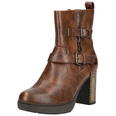 High-Heel-Stiefelette MUSTANG SHOES "Mustang Shoes Stiefelette Lederimitat/Textil", Damen, Gr. 40, Textil, braun, Lederimitat, Textil, Schuhe