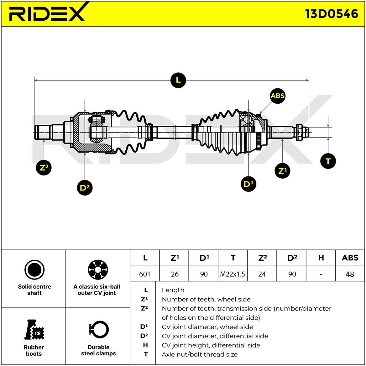 RIDEX 13D0546 Drive shaft