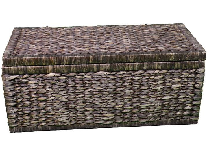 Truhe GOODPRODUCT, braun, B:80cm H:34cm T:37cm, Geflecht Wasserhyazinthe, Truhen, Truhe, innen mit Baumwolle bespannt