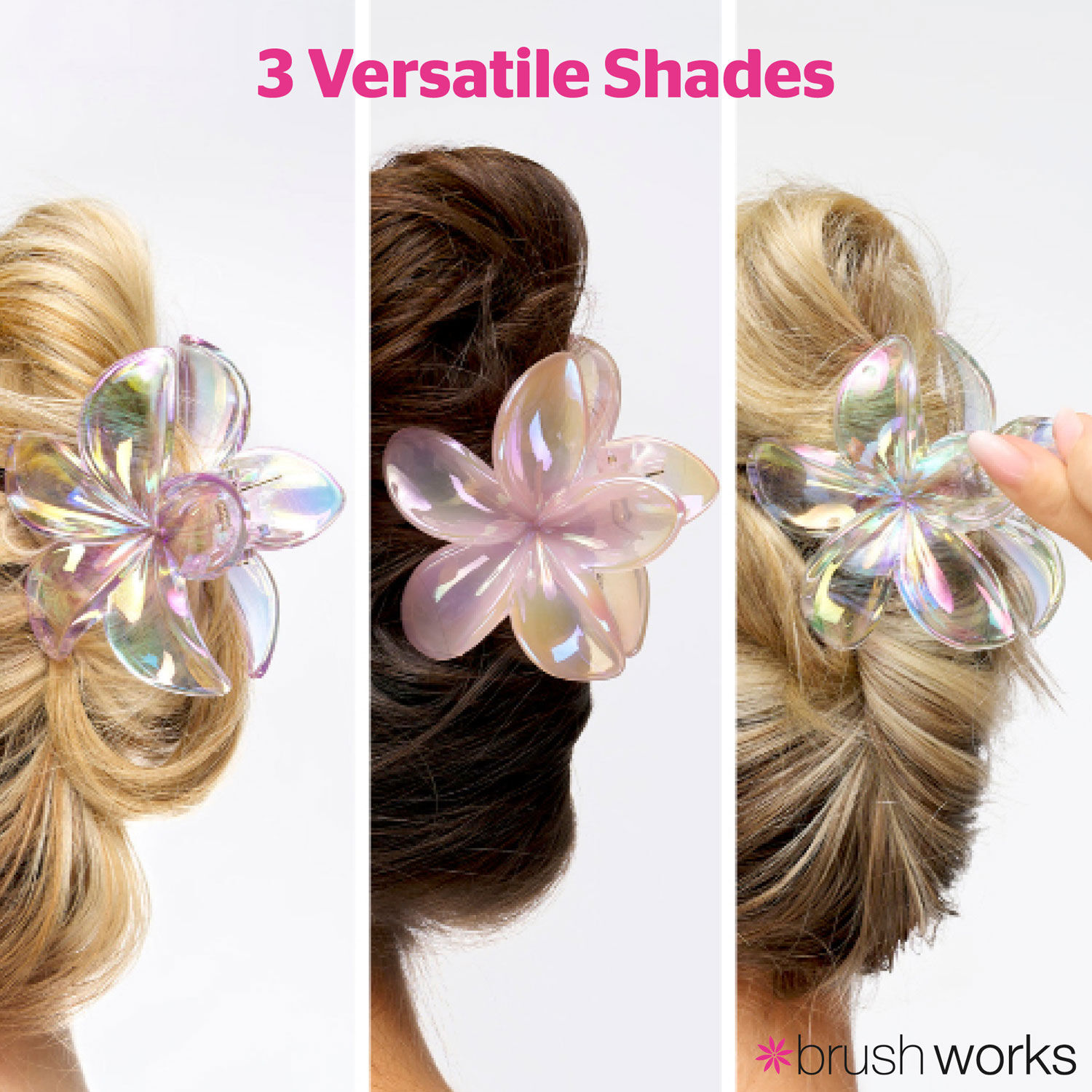 BRUSHWORKS Frosted Flower Claw Clips 3pcs