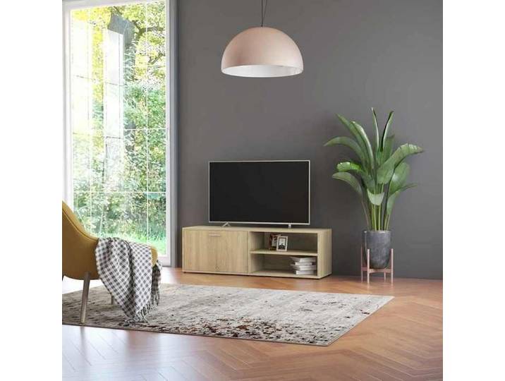 Promo avril *Meuble TV - MONNA - Support TV jusqu'à 50  - Banc TV - Chêne sonoma 120x34x37cm Bois d'ingénierie_200611