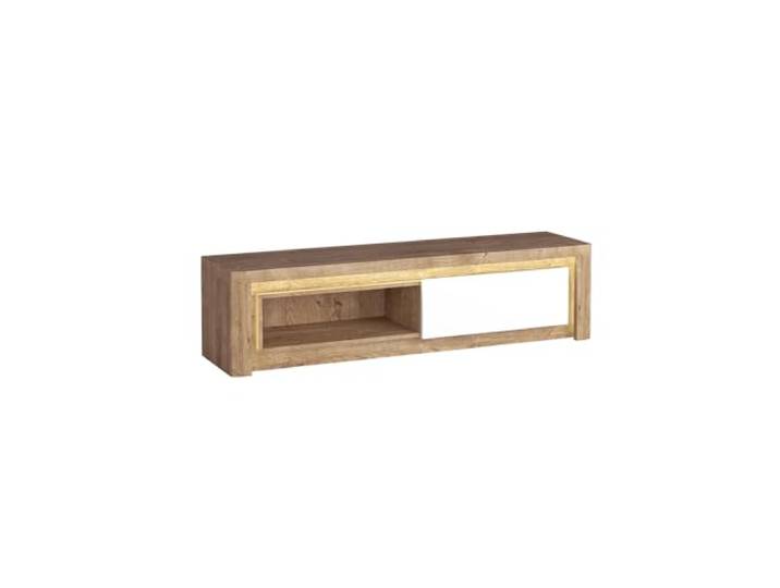 Lomadox Lowboard TV Unterschrank Wohnzimmer Schrank Fernsehschrank TV Board modern in Eiche mit weißen Fronten LATINA-161