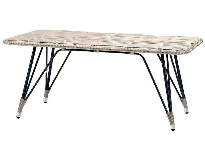 Xlmoebel Couchtisch Eleganter Kaffeetisch aus grauem Rattan mit modernem Design (Couchtisch), Hergestellt in Europa