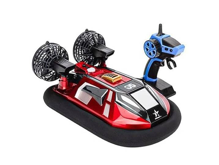 HEBXMF RC-Schiff, ferngesteuertes Hovercraft-Boot für Land und Wasser, 2,4 GHz funkgesteuertes Amphibienfahrzeug-Spielzeug mit doppelter Leistung, elektrisches Wasserfahrzeug, RC-Rennboot, Geschenke f