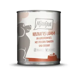 MJAMJAM Leckere Mahlzeit 800g Dose Hundenassfutter 6 x 800 Gramm herzhaftes Lamm an gekochtem Reis mit frischen Tomaten