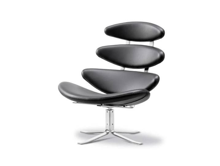Fredericia Furniture Corona Sessel Leder omni 301-Chromgestell