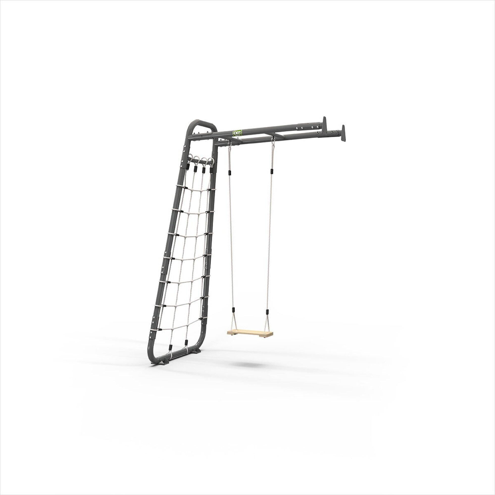 EXIT GetSet Monkeybar MB110, Monkey Bar Klettergerüst für Draußen, Spielgerät für Kinder, Wandmontage, Grau