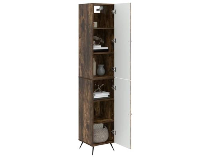 KTHLBRH Schrank-Set 2 Stück Eiche Rauchholz Engineered 4 Einlegeböden, 2 Türen, Mehrzweck, modular, einfache Reinigung, 20 kg pro Regal