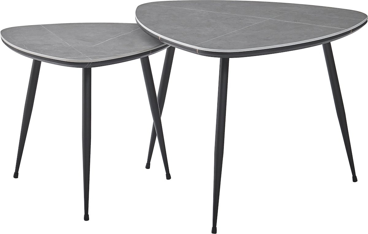HTfurniture Kevin Keramische Bijzettafel Triangle Grijs