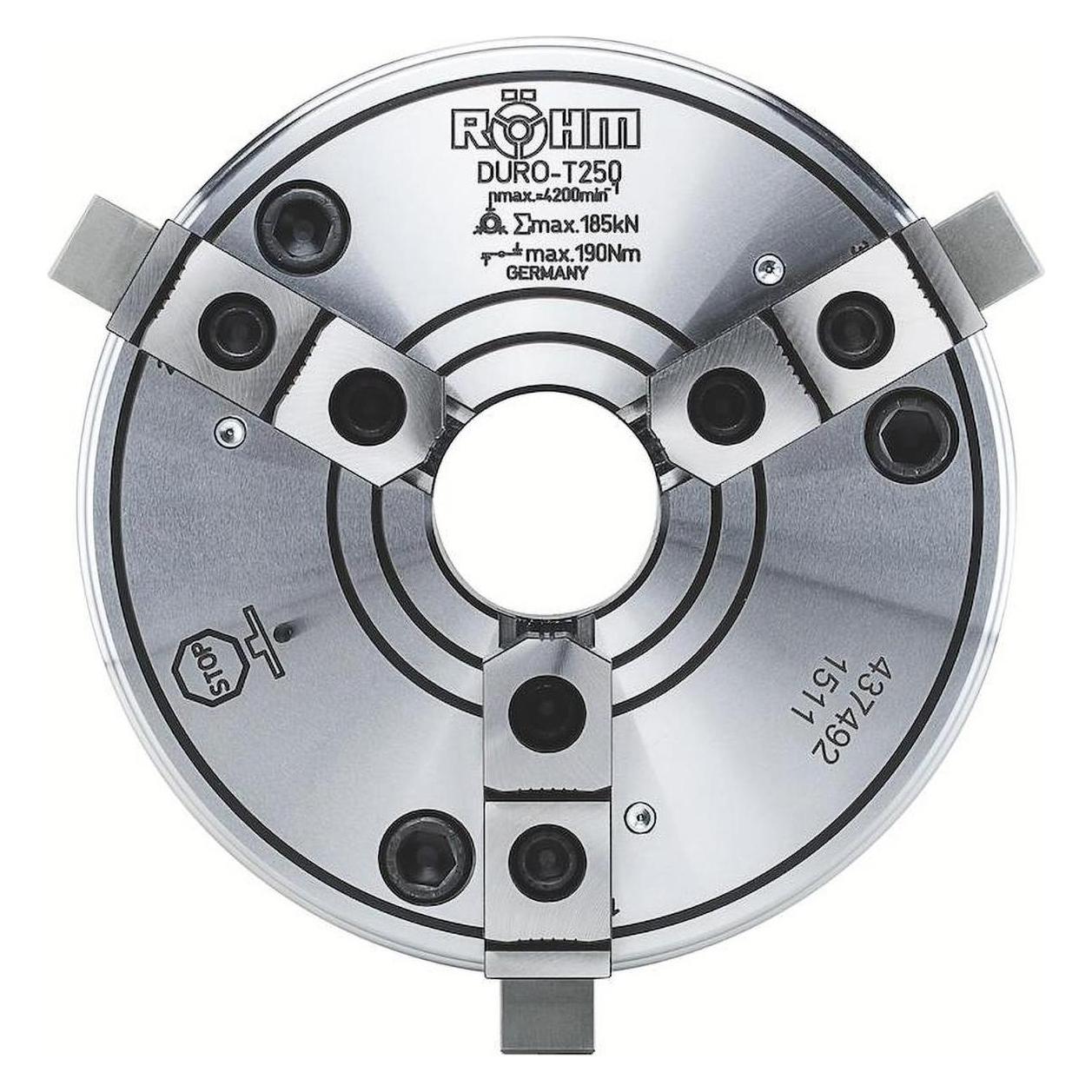 Röhm DURO-T 200, 3-Backen, Zylindrische Zentrieraufnahme, Grund- und Aufsatzbacken (437491)