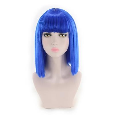 Synthetische Perücke Gerade Bob Perücke Kurze blaue Synthetische Haare Damen Synthetische Neuheiten Blaue Halloween Perücken