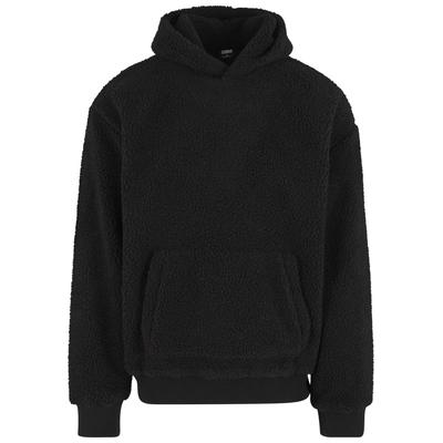 Kapuzenpullover URBAN CLASSICS "Urban Classics Oversized Teddy Hoody", Herren, Gr. S, schwarz, 100% Polyester, unifarben, ohne Ausschnitt, Pullover Kapuzenpullover