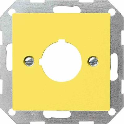 Gira System 55 Zentralplatte, Bohrung, 1f, gelb, Krallen-/Schraubbefestigung, ohne Beschriftungsfeld, 27102
