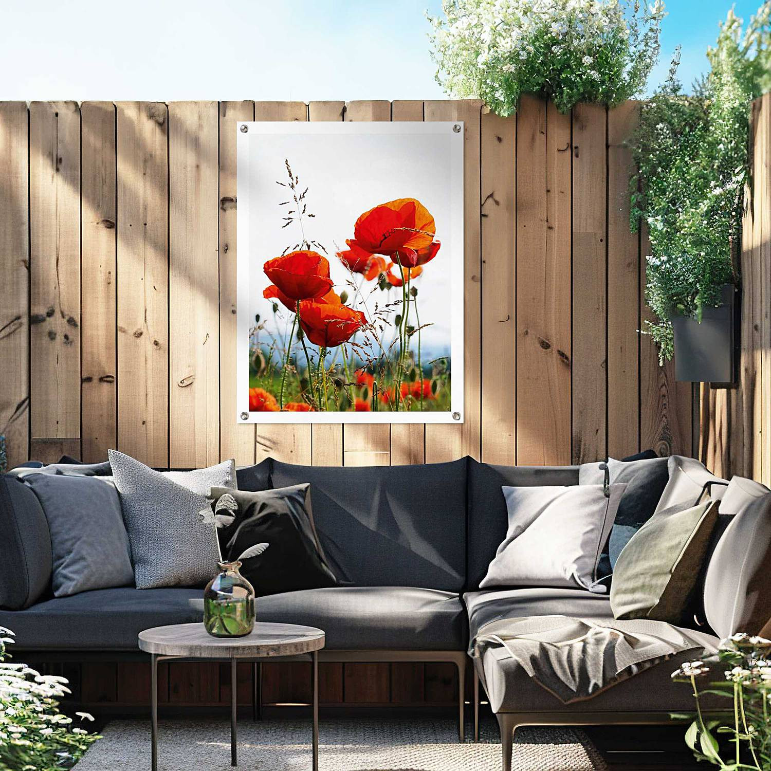 home24 Outdoor-poster Klaprozen PVC rood, 60 x 80 cm