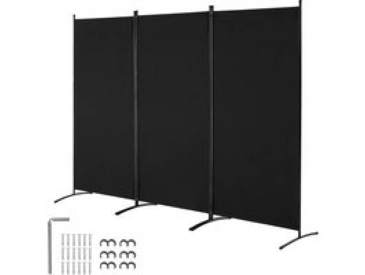 VEVOR Paravent Multifonctionnel à 3 Panneaux, Cloison de Séparation Autoportant 260x184 cm, Séparateur de Pièces Intérieur, Brise-vue pour Confidentialité, Bureau, Chambre à Coucher, Salon, Noir