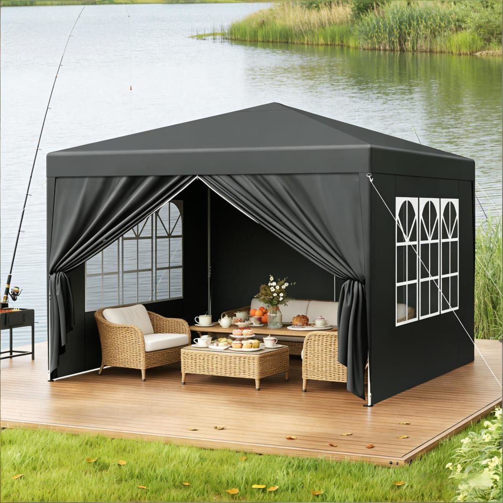 REDOM Abris de jardin et acier anthracite avec parois 300x300x258 cm Gris 300x260x300cm
