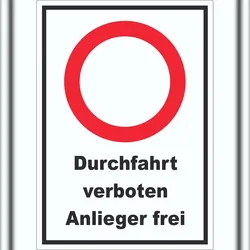 HB-Druck Durchfahrt verboten Anlieger frei Aufkleber A9 (37x52mm)