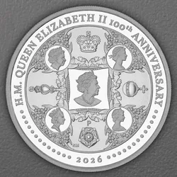 Silbermünze 1oz "H.M. Queen Elizabeth II 100th Anniversary" 2026 (PP) (Australien)