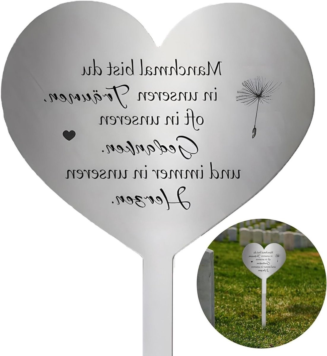 Weerbestendige grafdecoratie met de tekst Du manchmal bist du in unser Träumen voor tuin en begraafplaats