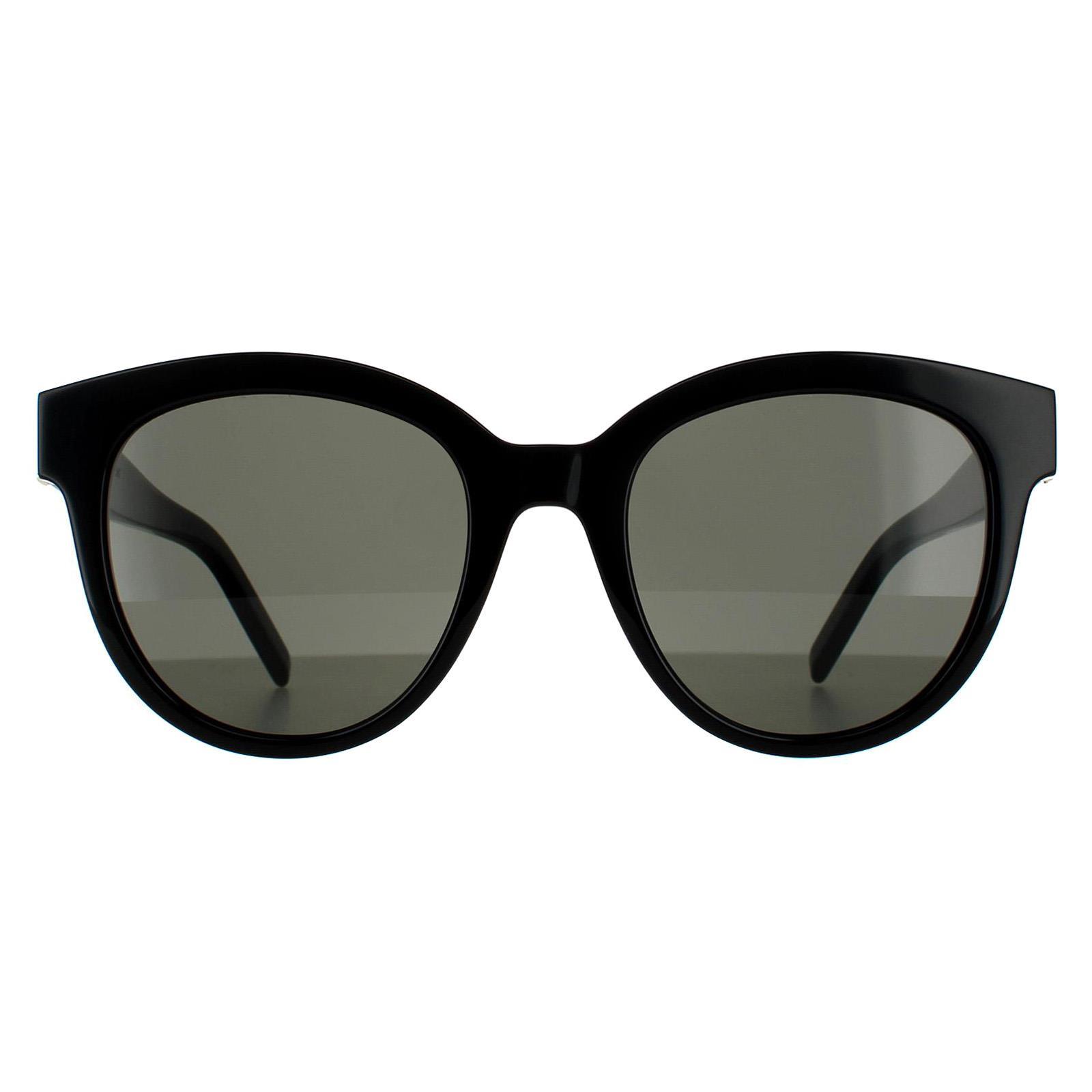 Saint Laurent Runde Frauen Schwarz Grau Sonnenbrille