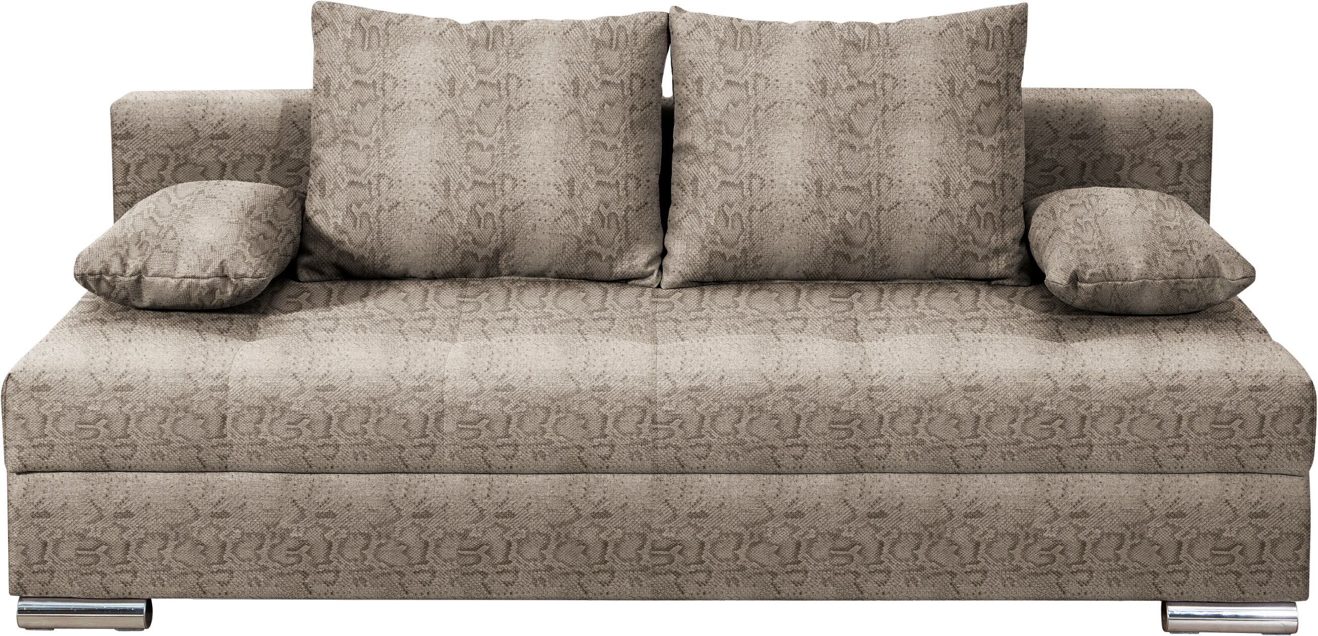 Schlafsofa COLLECTION AB "Tania, B: 194 cm, Liegefl. 140x194 cm, Federkern", schlange, B:194cm H:70cm T:90cm, 100%Polyester, Sofas, Schlafsofa, Schlafcouch mit Gästebett inklusive Rückenkissen schlange B/H/T: 194cm x 70cm x 90cm, Microfaser