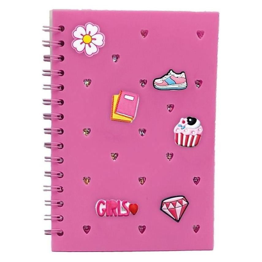 Stnux A5/80K-Notizbuch mit rosa STnux-Pins (A5, Kariert) (STN9100)