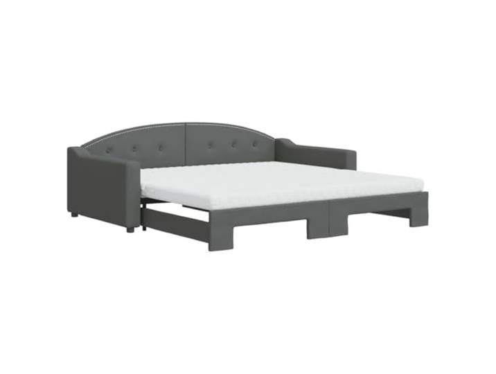 PUGYNBK Schlafsofa Nest, dunkelgrau, 100 x 200 cm 2-in-1, 2 Schaumstoffmatratzen, Holz- und Metallstruktur, Lattenrost