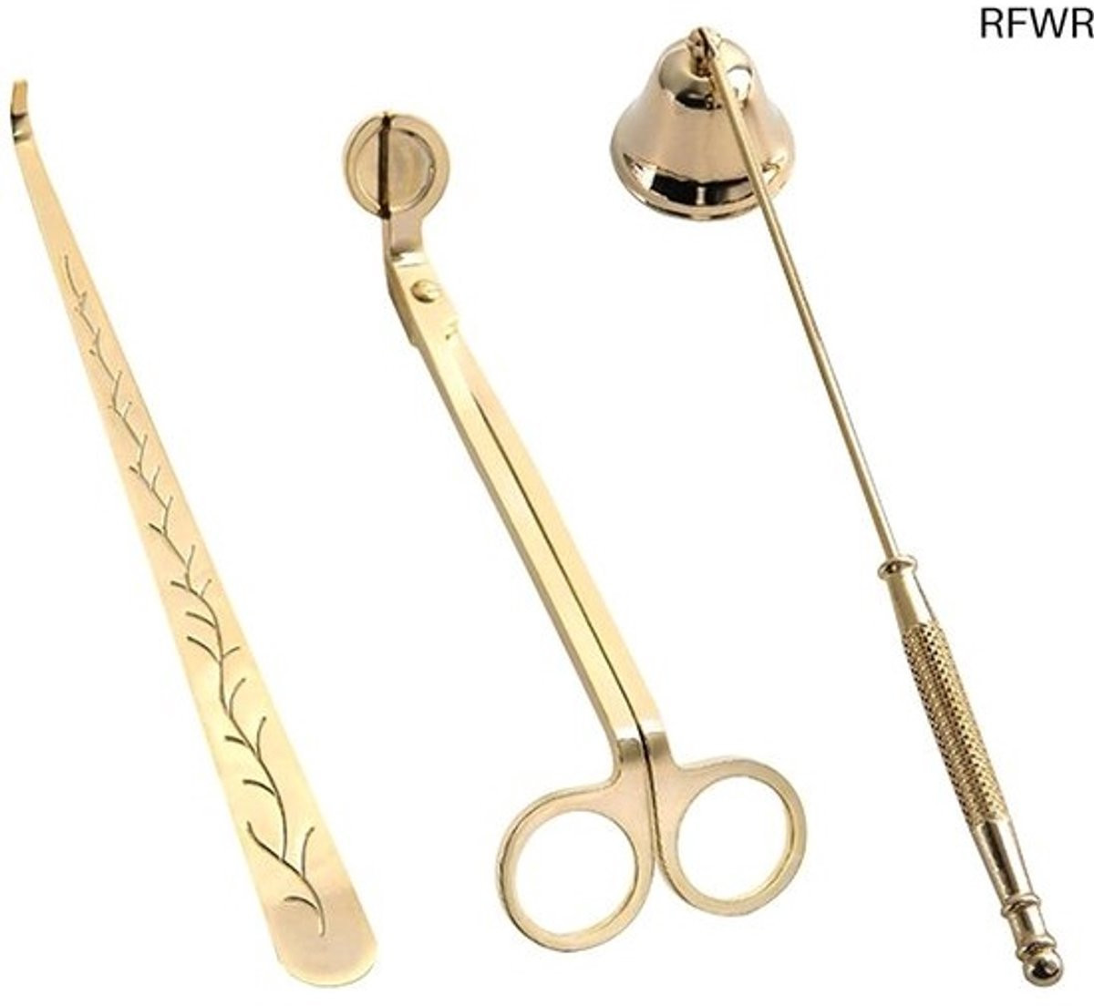 RFWR kaarsenaccessoireset van roestvrij staal - Wick trimmer, wick dipper en kaarsendover - Set van 3 stuks