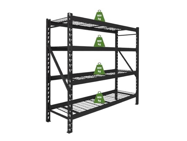 TRUTZHOLM Schwerlastregal Enno 180x190x60 cm 3200 kg aus Stahl Stecksystem 4 Gitterböden Lagerregal Pickregal Metallregal