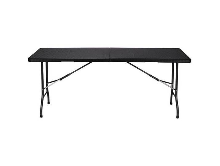 Table pliante - design noir - 6 personnes - métal - usage intérieur/extérieur