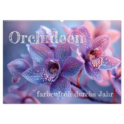 Orchideen - farbenfroh durchs Jahr (Wandkalender 2027 DIN A2 quer), CALVENDO Monatskalender
