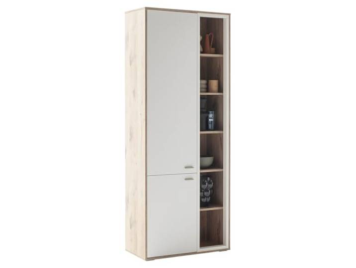 Wohnzimmer Esszimmer Vitrine Vitrinenschrank breit Eiche weiß, modern