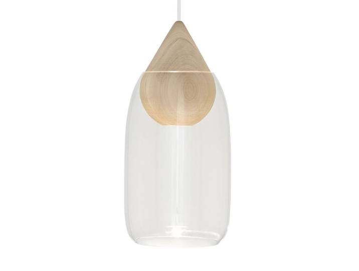 Liuku Pendelleuchte Drop Transparent - Mater Liuku Drop - Wohnzimmer - Design - Holz - Einflammig