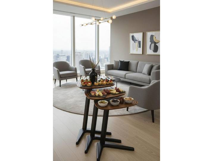 JVmoebel Essgruppe Couchtisch Trio Schwarz Braun Organische Form Dekorativ Platzsparend, (1-tlg), Made in Europa