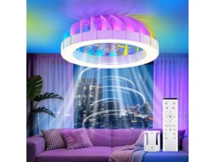 46cm Ventilateur Plafond avec Lumiere et Telecmande 3000K 6500K&RGB Dimmable Ventilateur Plafond Silencieux VENTILATEUR DE PLAFOND