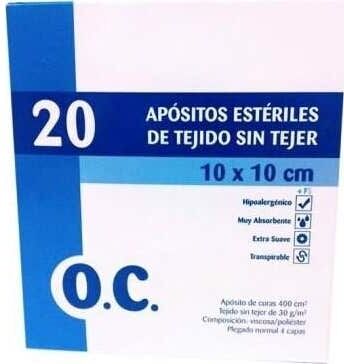 O.C . Apósitos Estériles de Tejido Sin Tejer 10 cmx10 cm 20 uds