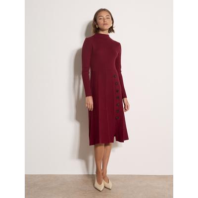 Midikleid APRICOT "Wadelanges Strickkleid", Damen, Gr. 10, N-Gr, Strick, burgundy, Strick, , Modisch, figurbetont, gerader Abschluss, Kleider Midikleid, mit Zierknöpfen