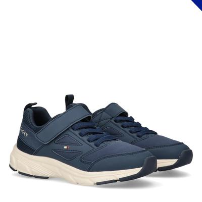 Sneaker TOMMY HILFIGER, Mädchen, Gr. 30, blau, Lederimitat, Textil, Schuhe Sneaker, Freizeitschuh, Halbschuh, Slipper mit elastischen Schnürsenkeln