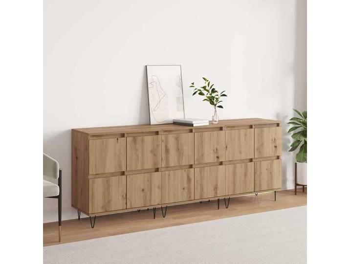 Marron Commode Salon CHIC Buffets 3 pcs Enfilade rangement chêne artisanal 180x35x70 cm N9690