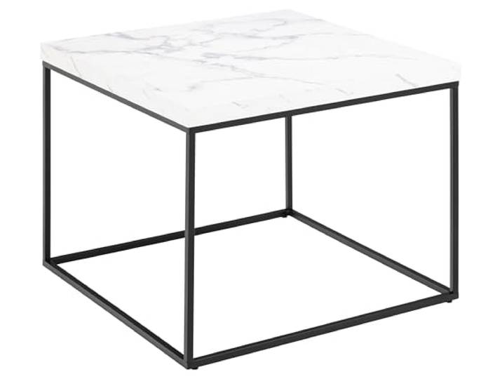 möbelando Couchtisch >Barossa< in Marmoroptik-Weiss, Stahl, MDF - 45x60cm (HxD)