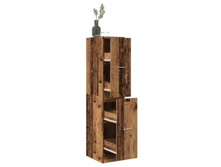 KGHFDVB Apothekerschrank Altholz-Optik 30x41x144,5 cm Holzwerkstoff Schlankes Design, Metallschienen, viel Stauraum, Küche, Büro, Wohnzimmer