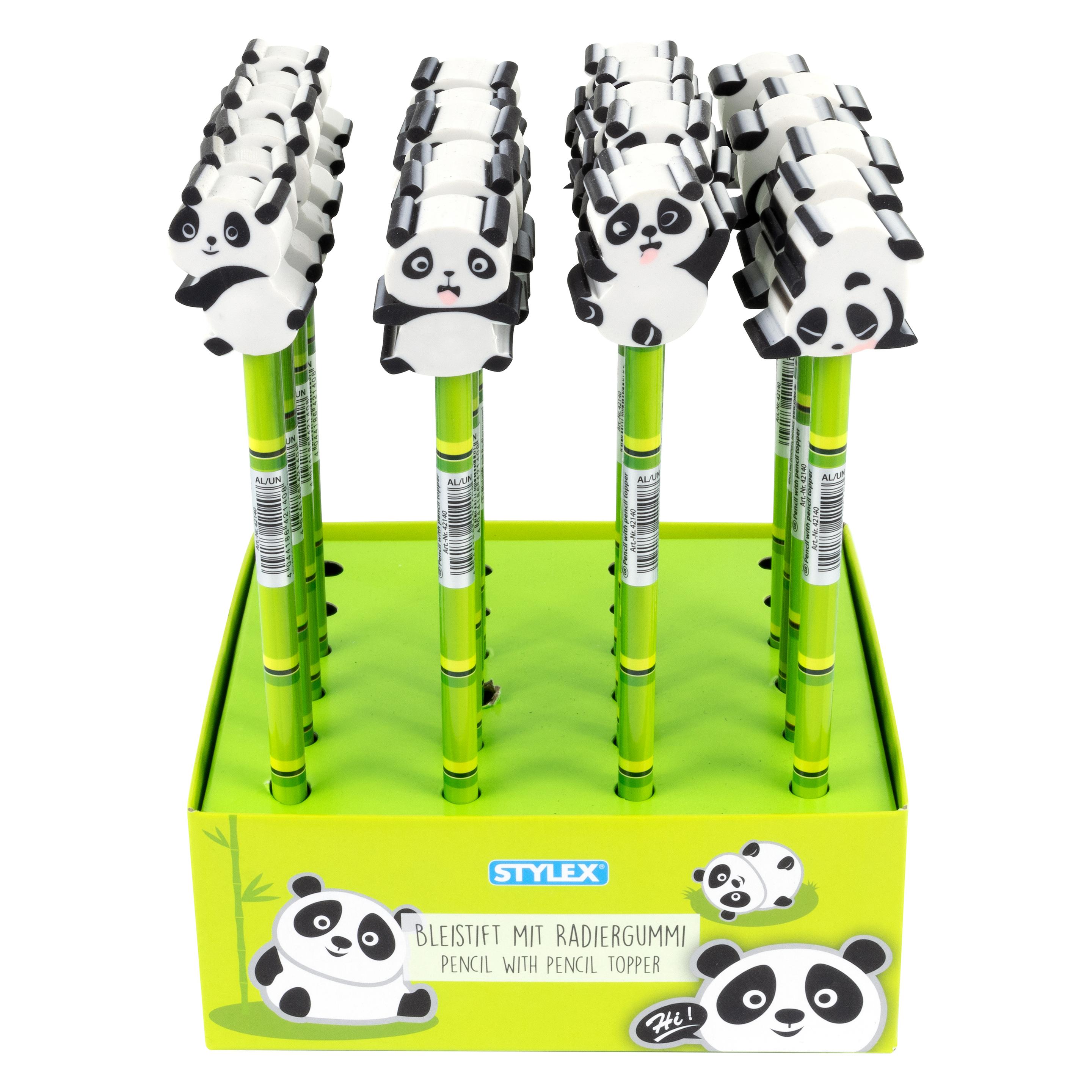 Magni Bleistift mit Radiergummi Panda 4fach sortiert (HB, 1x) (42140)