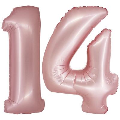 XL Folienballon roségold rosa Zahl 14
