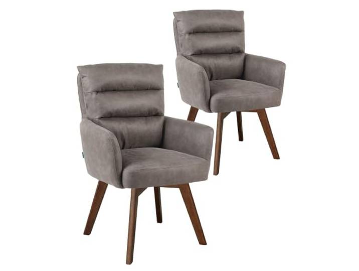 DUBI Möbel Esszimmerstuhl 31107-1B01/1B03/1B06 (4-Fuß dunkel Eiche massiv, Taupe)