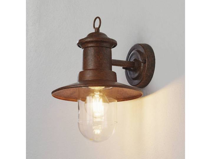 Wandlamp buiten Leonie, dimbaar, bruin / roest, metaal, Vintage, Wandlamp buiten