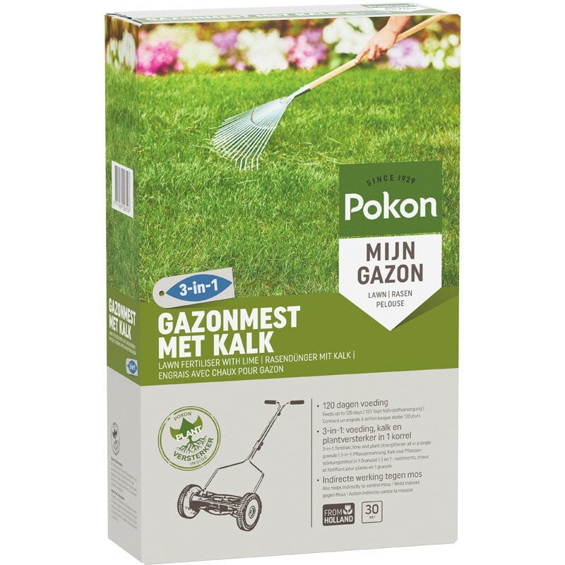 Pokon Gazonmest met Kalk 3-in-1 voor 30 m2