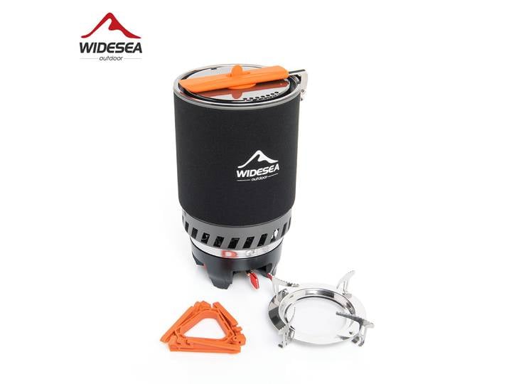 Widesea – système de cuisine de Camping avec échangeur de chaleur, brûleur à gaz d'extérieur, poêle, ensemble de casseroles touristiques, tasse, vaisselle, ustensiles de cuisine, randonnée touristique